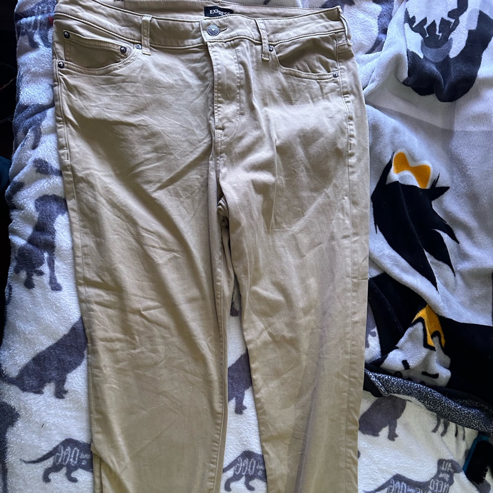 Express slim straight tan jeans 36x32